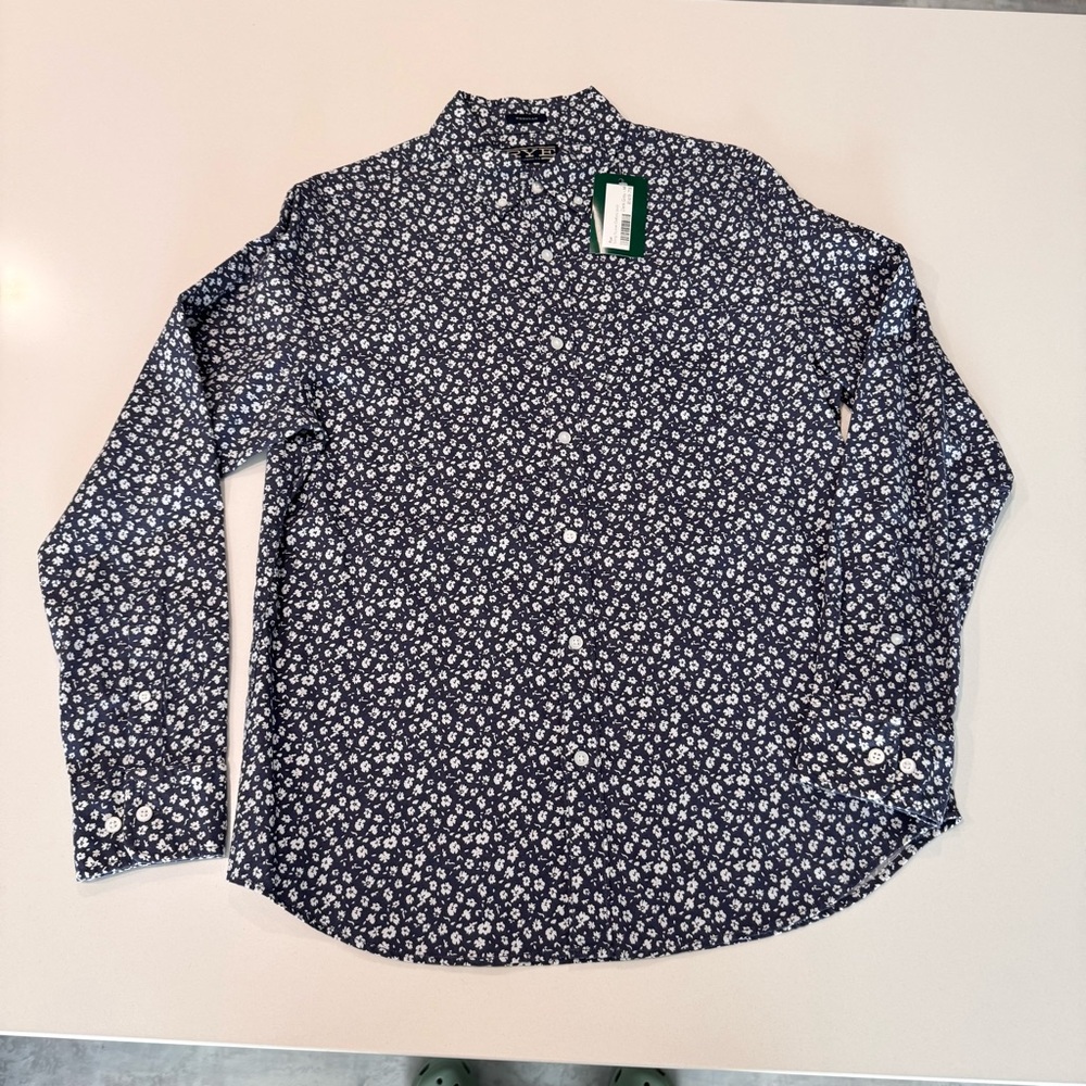 Rye Men's Dark Blue Floral Button Down Shirt